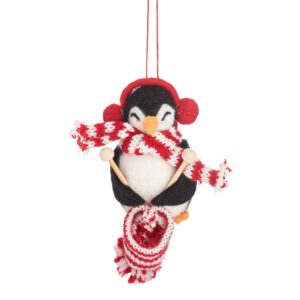 Weihnachtsanhänger aus Pinguinfilz stricken