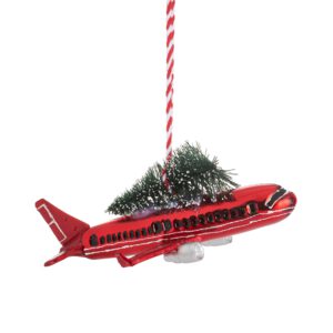 Flugzeug mit Weihnachtsbaum Weihnachtskugel