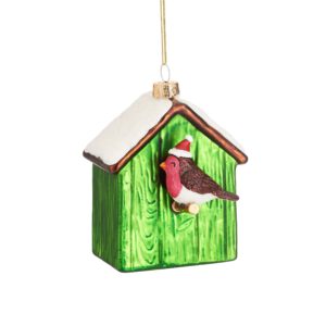 Vogelhaus mit Rotkehlchen Weihnachtskugel