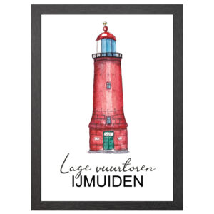 A2 Niedriger Leuchtturm IJmuiden - Poster in Rahmen