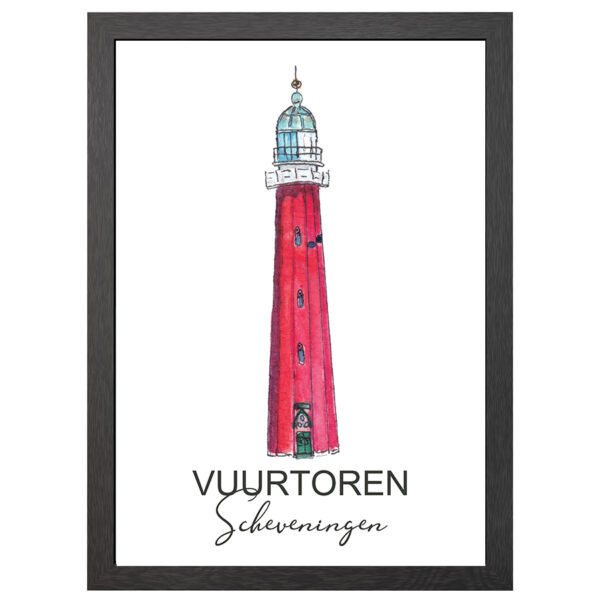 Leuchtturm Scheveningen Poster Im A2-Rahmen