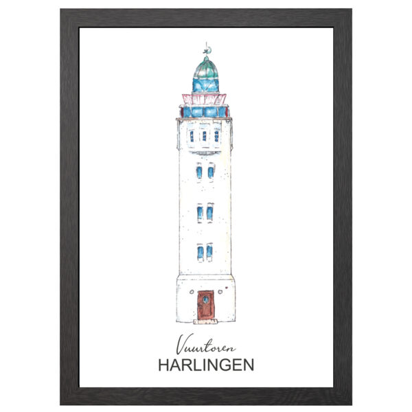 Leuchtturm Harlingen Poster Im A2-Rahmen