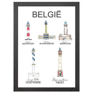 Belgische Leuchttürme Poster Im A2-Rahmen