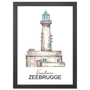 Leuchtturm Zeebrugge Poster Im A2-Rahmen