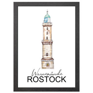 Leuchtturm Rostock Poster Im A2-Rahmen