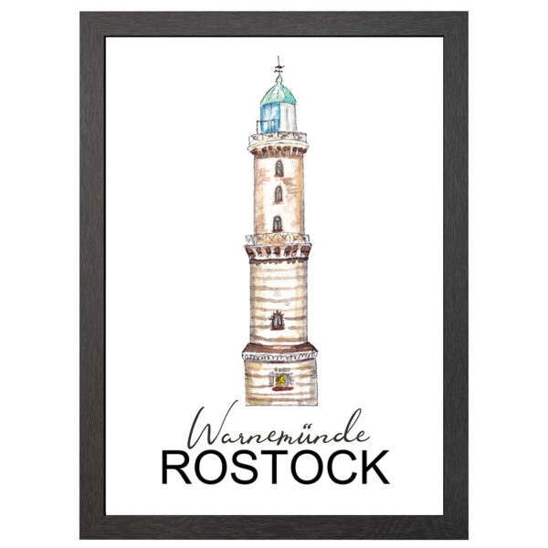 Leuchtturm Rostock Poster Im A2-Rahmen