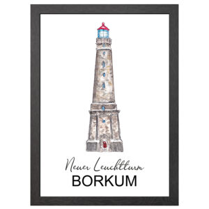 Neuer Leuchtturm Borkum Poster Im A2-Rahmen