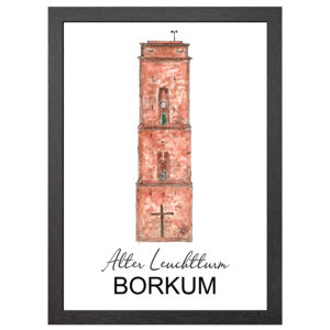 Alter Leuchtturm Borkum Poster Im A2-Rahmen