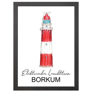 Elektrischer Leuchtturm Borkum Poster Im A2-Rahmen