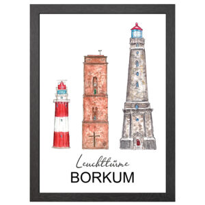 A2 Leuchtturme Borkum Poster Im Rahmen - Joyin