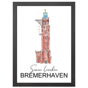 Simon-Loschen Bremerhaven Leuchtturm Poster Im A2-Rahmen