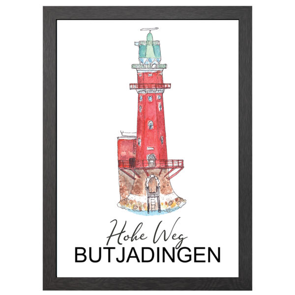 Butjadingen Leuchtturm Poster Im A2-Rahmen